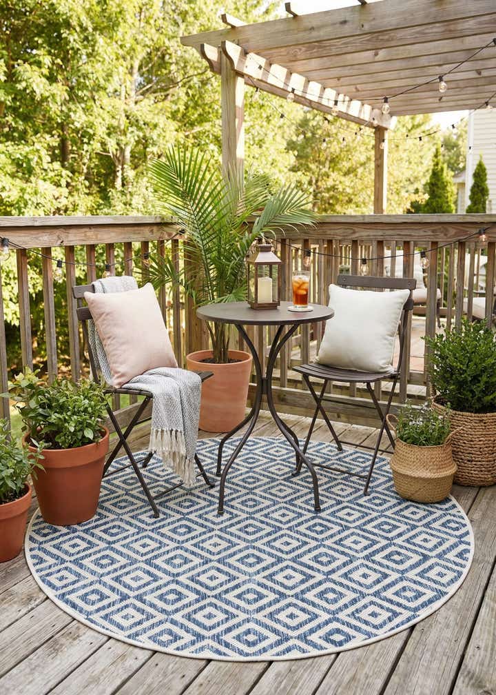 4' x 4' Easy-Clean Jill Zarin Costa Rica Indoor / Outdoor Round Rug