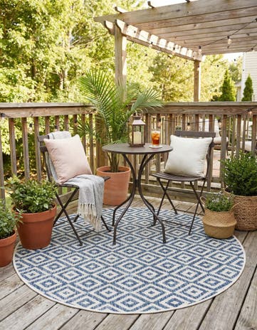 4' x 4' Easy-Clean Jill Zarin Costa Rica Indoor / Outdoor Round Rug