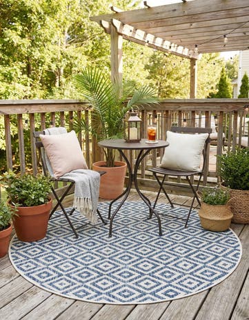 4' x 4' Easy-Clean Jill Zarin Costa Rica Indoor / Outdoor Round Rug