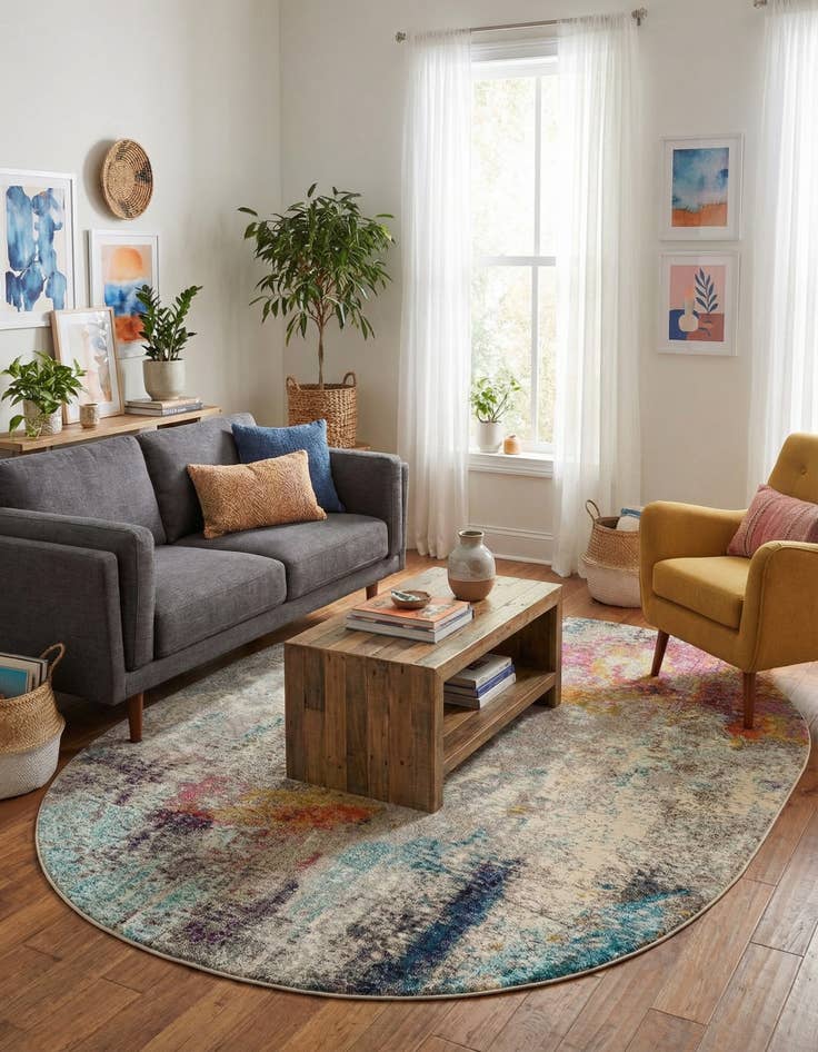 Detail image of 8' x 10'  Washable Spectrum Oval Rug