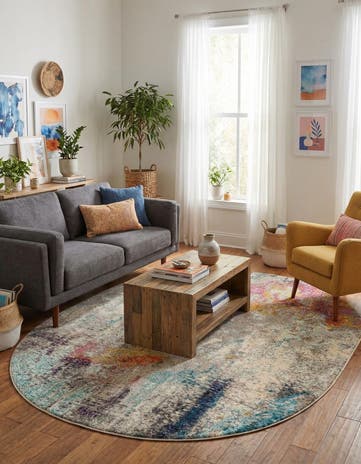 8' x 10' Washable Theia Oval Rug