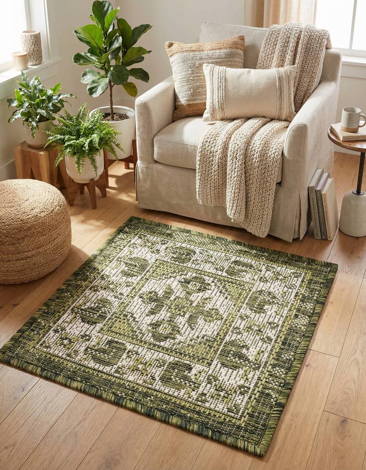 Detail image of  1' 4 x 1' 4  Washable Traditional Indoor / Outdoor Sample Rug