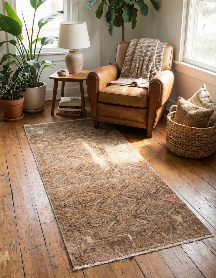 Detail image of 2' 4 x 5' 5  Hand Knotted Ultra Vintage Persian Wool Runner Rug