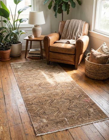 2' 4 x 5' 5 Hand Knotted Ultra Vintage Persian Wool Runner Rug