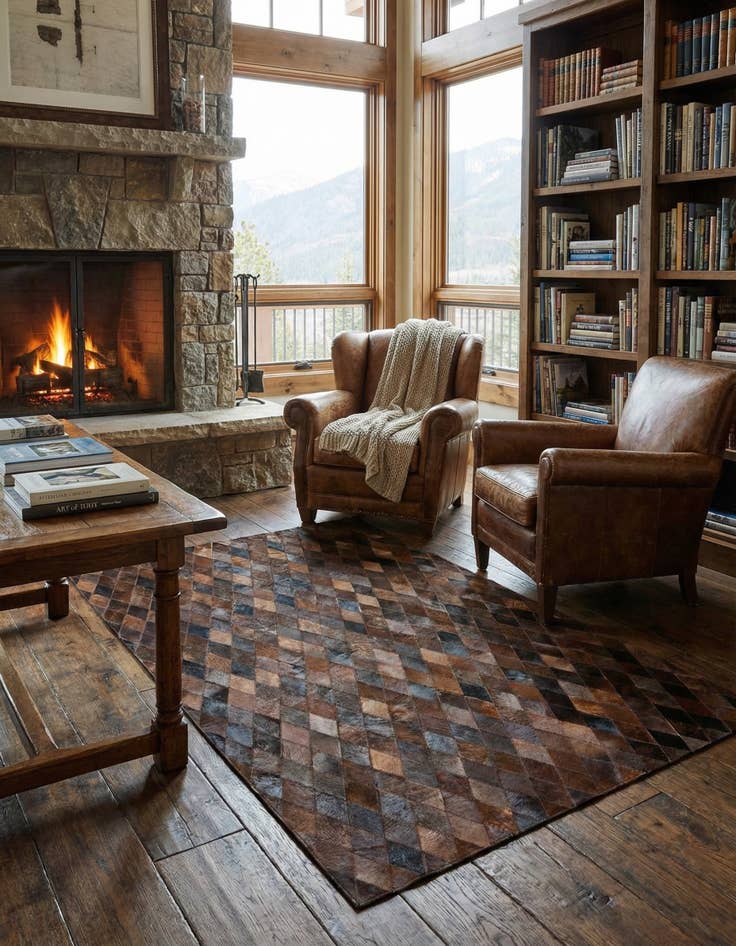 Detail image of 5' 2 x 7' 11 Cowhide Stocks Rug