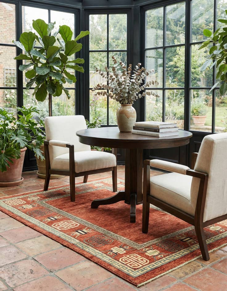 Detail image of  4' 7 x 6' 6  Hand Knotted Modern Ziegler Rug