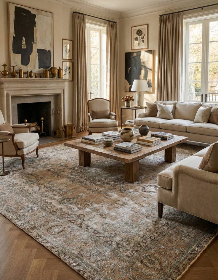 Detail image of 9' 5 x 12' 6  Hand Knotted Ultra Vintage Persian Wool Rug