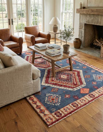 6' 3 x 9' 10 Hand Knotted Kazak Rug