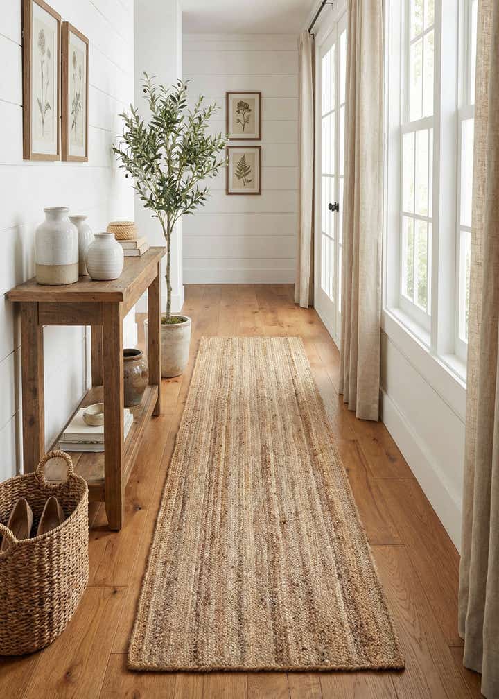 2' 7 x 13' 1 Handmade Braided Jute Runner Rug
