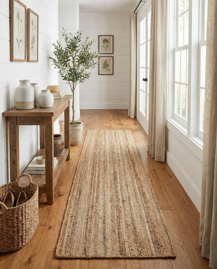 Detail image of 2' 7 x 13' 1 Handmade Braided Jute Runner Rug