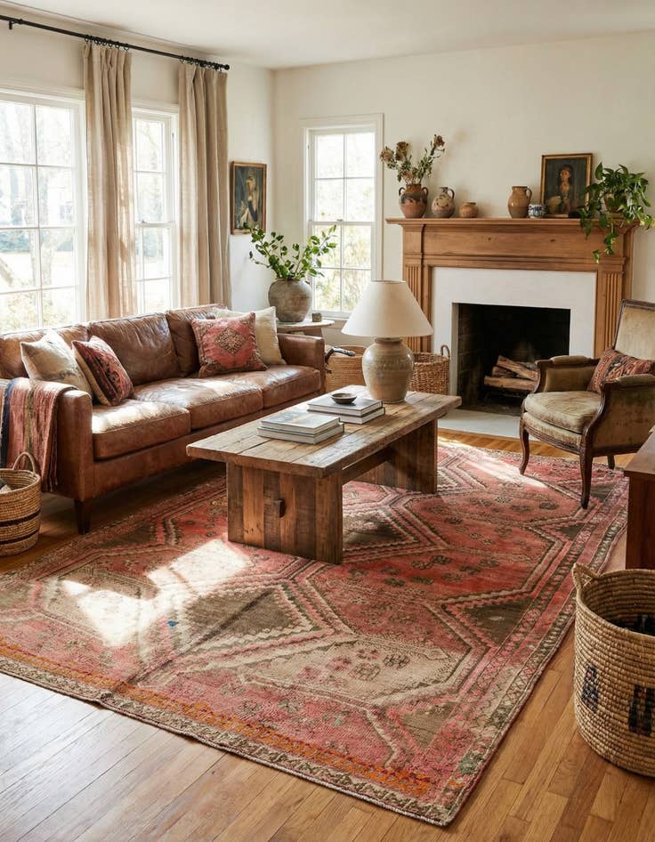 Detail image of  5' 6 x 8' 3  Hand Knotted Hamedan Persian Wool Rug