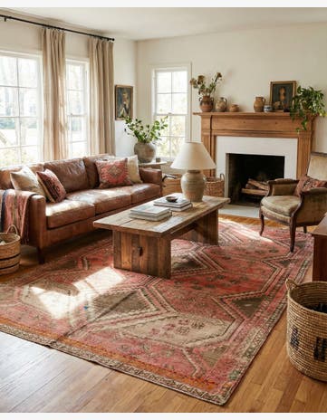 5' 6 x 8' 3 Hand Knotted Hamedan Persian Wool Rug