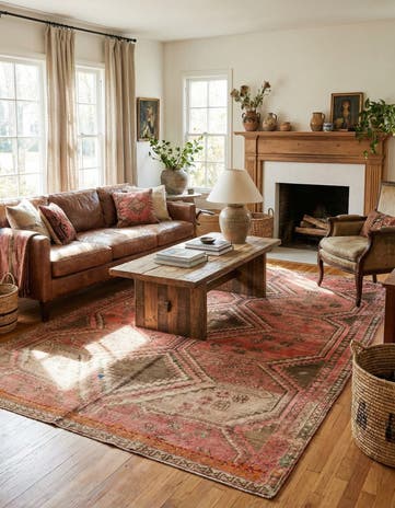 5' 6 x 8' 3 Hand Knotted Hamedan Persian Wool Rug
