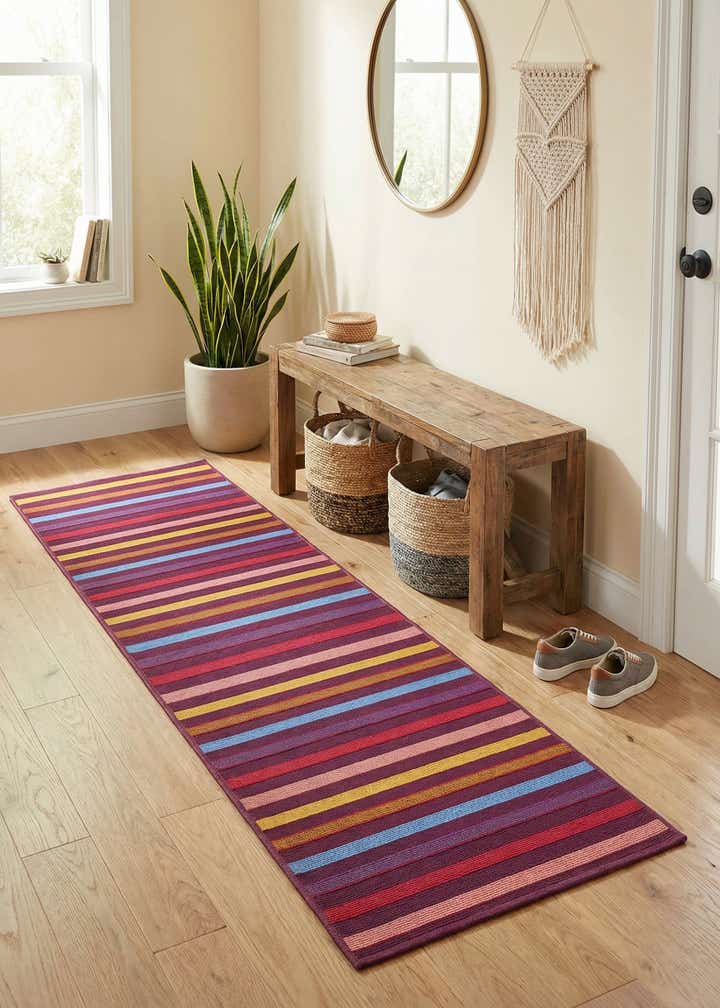 2' x 6' Easy-Clean Striped Indoor / Outdoor Runner Rug