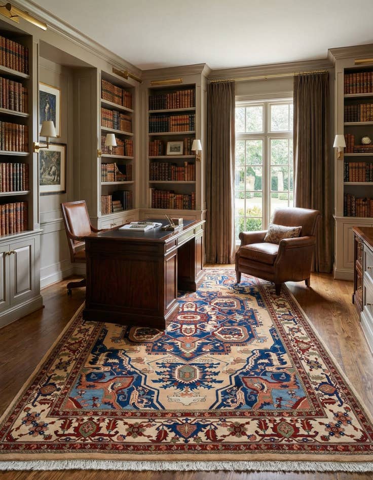 Detail image of  6' 7 x 9' 8  Hand Knotted Indo Tabriz Wool Rug