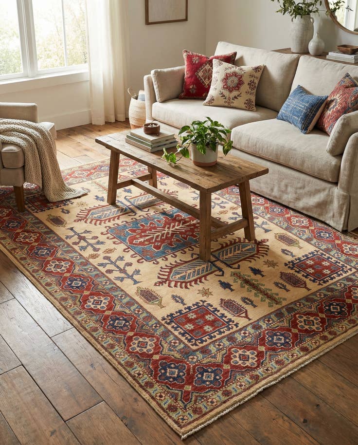 Detail image of 6' 3 x 8' 10 Hand Knotted Kazak Rug