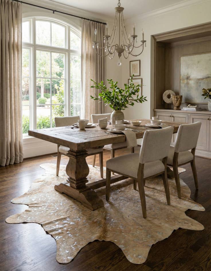 Detail image of 6' 5 x 6' 11 Cowhide Leather Freeform Rug