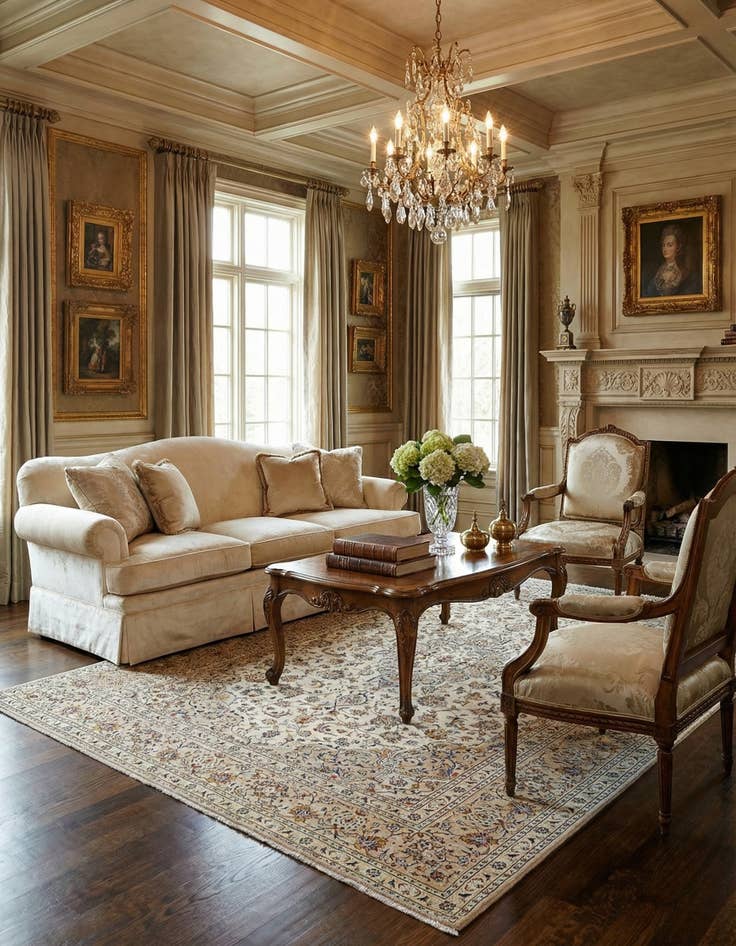 Detail image of  8' x 11' 8 Kashan Wool Rug