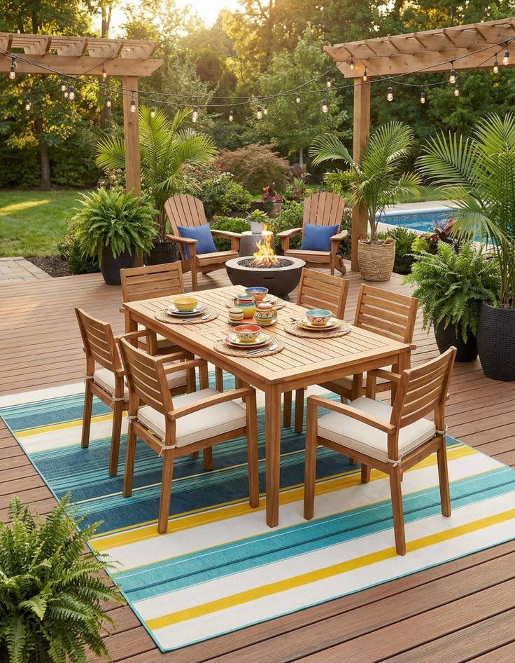 Detail image of 7' 10 x 10'  Washable Border Indoor / Outdoor Rug