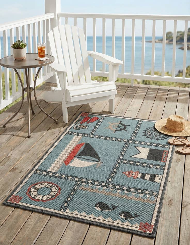 Detail image of 2' x 3'  Washable Coastal Indoor / Outdoor Rug