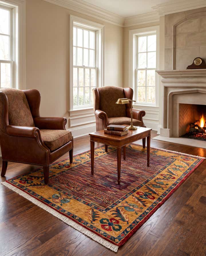 4' 11 x 6' 1 Hand Knotted Ziegler Wool Rug