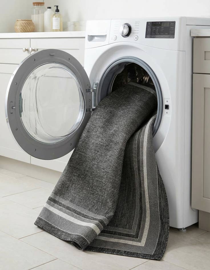 Detail image of 5' 3 x 7'  Washable Border Indoor / Outdoor Rug