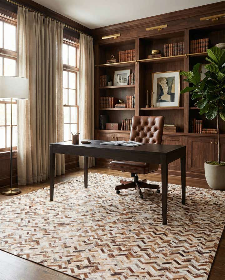 8' 2 x 10' 2 Cowhide Leather Rug