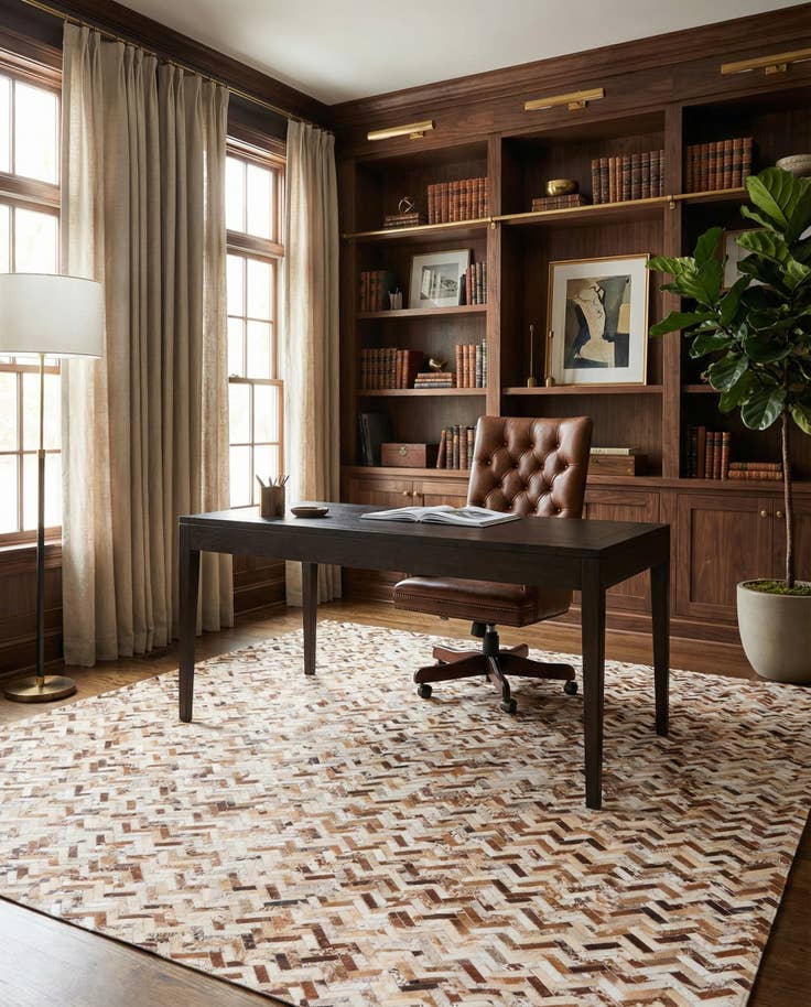Detail image of 8' 2 x 10' 2 Cowhide Leather Rug