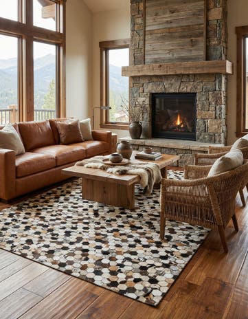 5' 1 x 8' Cowhide Leather Rug