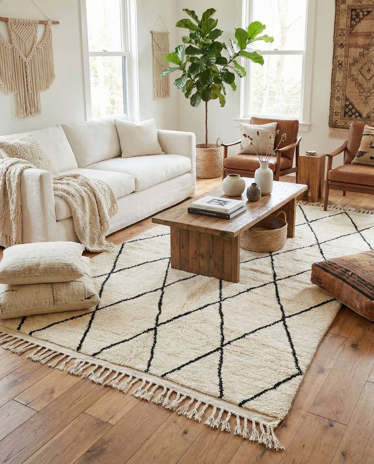 Detail image of 6' 7 x 9' 2 Hand Knotted Moroccan Wool Rug