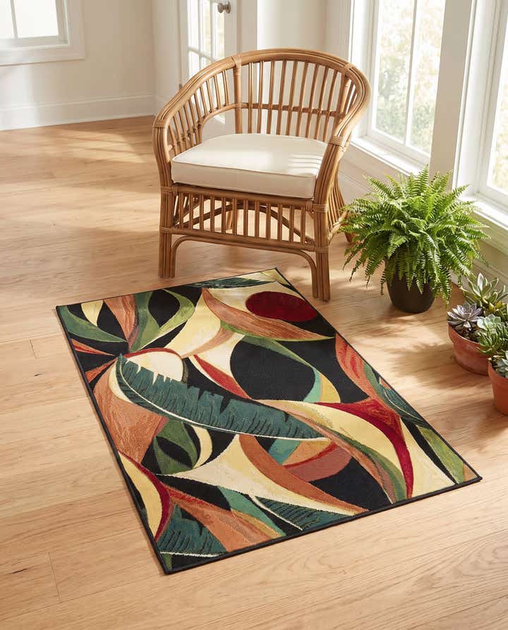 3' 3 x 5' 3 Easy-Clean Botanical Indoor / Outdoor Rug