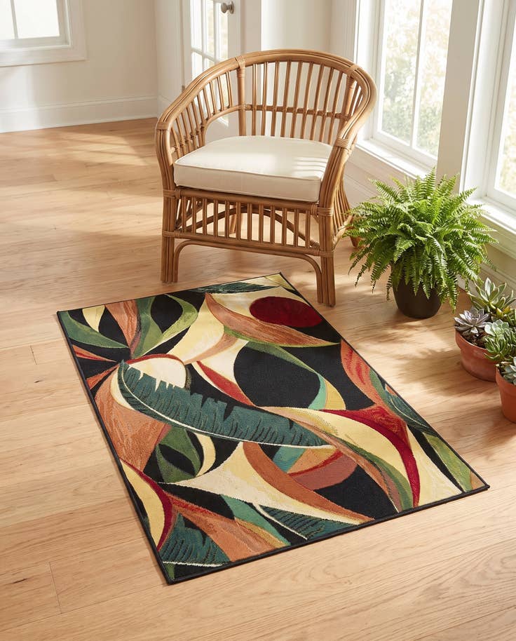 Detail image of 3' 3 x 5' 3 Easy-Clean Botanical Indoor / Outdoor Rug