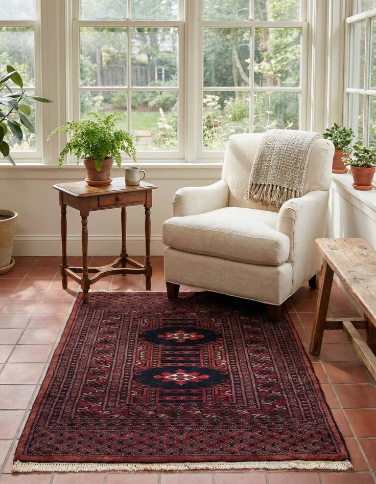 Detail image of  2' 9 x 3' 5  Hand Knotted Bokhara Oriental Wool Square Rug