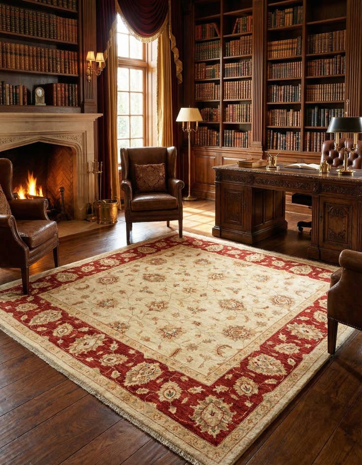 Detail image of  6' 6 x 6' 9 Kaizar Wool Square Rug