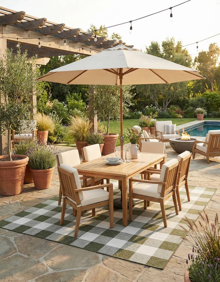 Detail image of 9' x 12'  Washable Checkered Indoor / Outdoor Rug