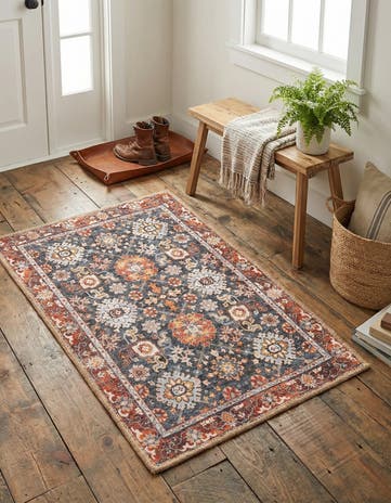 Navy Blue Washable Timeless Rug
