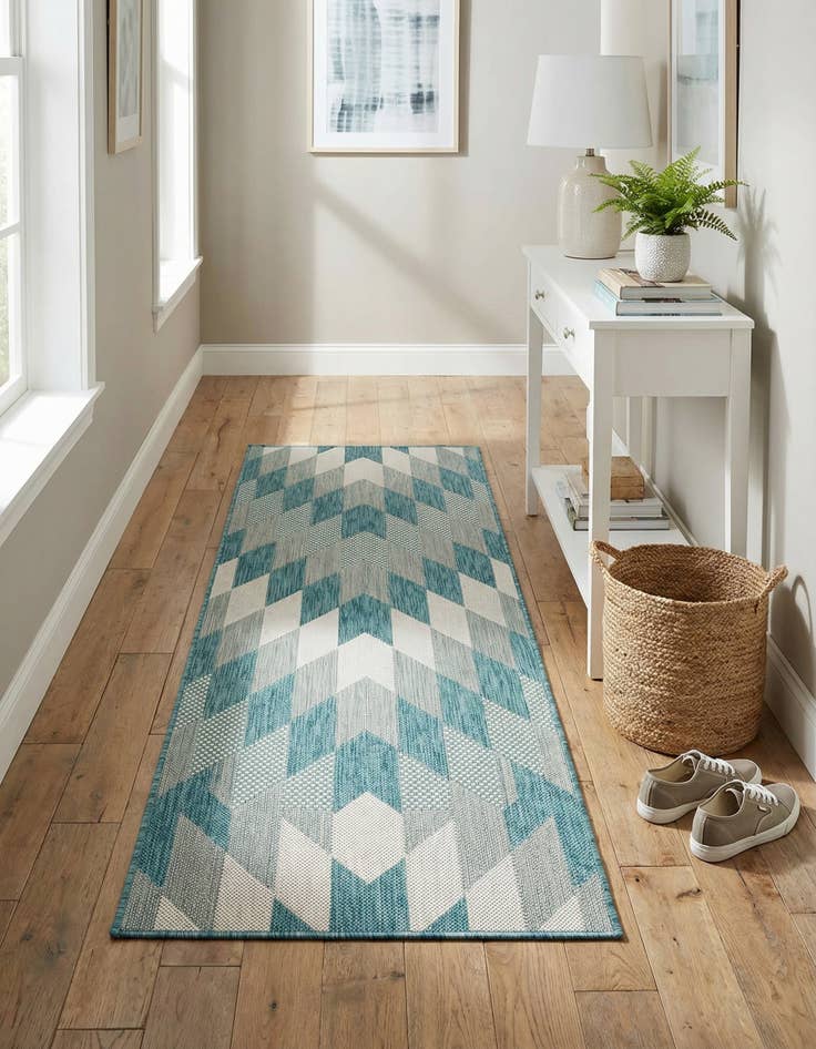 Detail image of 2' x 6'  Washable Modern Indoor / Outdoor Runner Rug