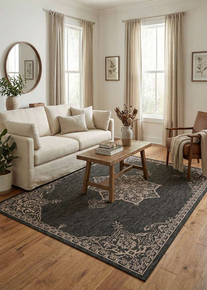 7' 10 x 11' Easy-Clean Traditional Indoor / Outdoor Rug