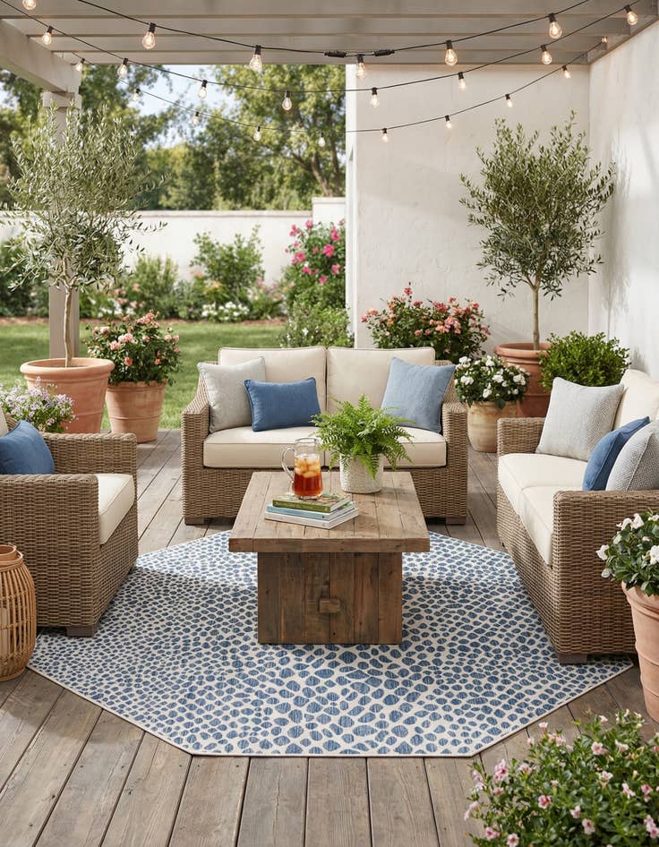 Detail image of 7' 10 x 7' 10 Easy-Clean Jill Zarin Cape Town Indoor / Outdoor Octagon Rug
