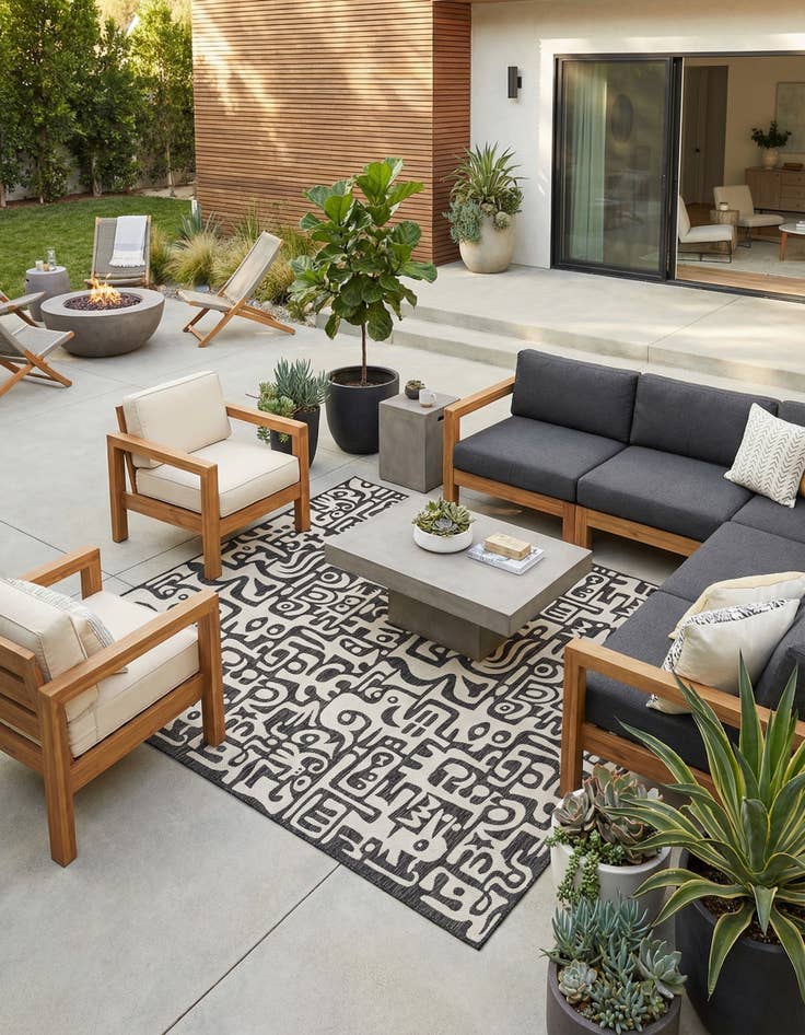 Detail image of  12' x 12'  Washable Modern Indoor / Outdoor Square Rug