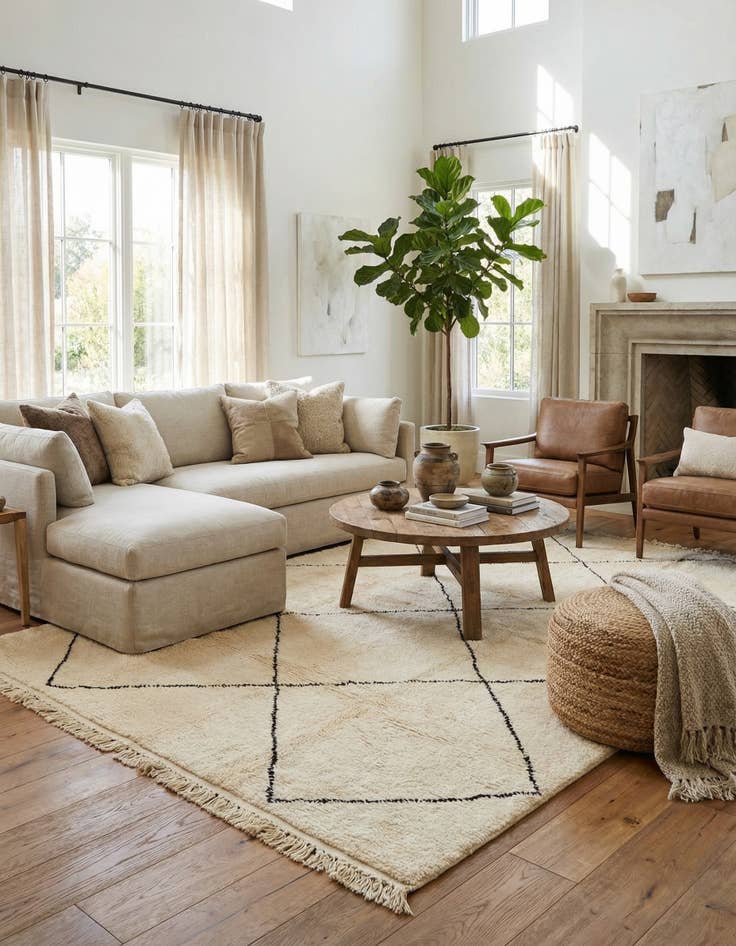 Detail image of 6' 10 x 9' 7  Hand Knotted Moroccan Wool Rug