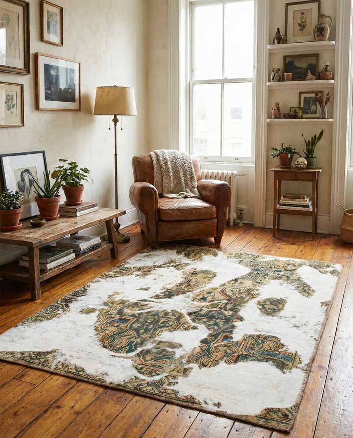 4' 7 x 5' 6 Hand Knotted Ultra Vintage Persian Wool Square Rug