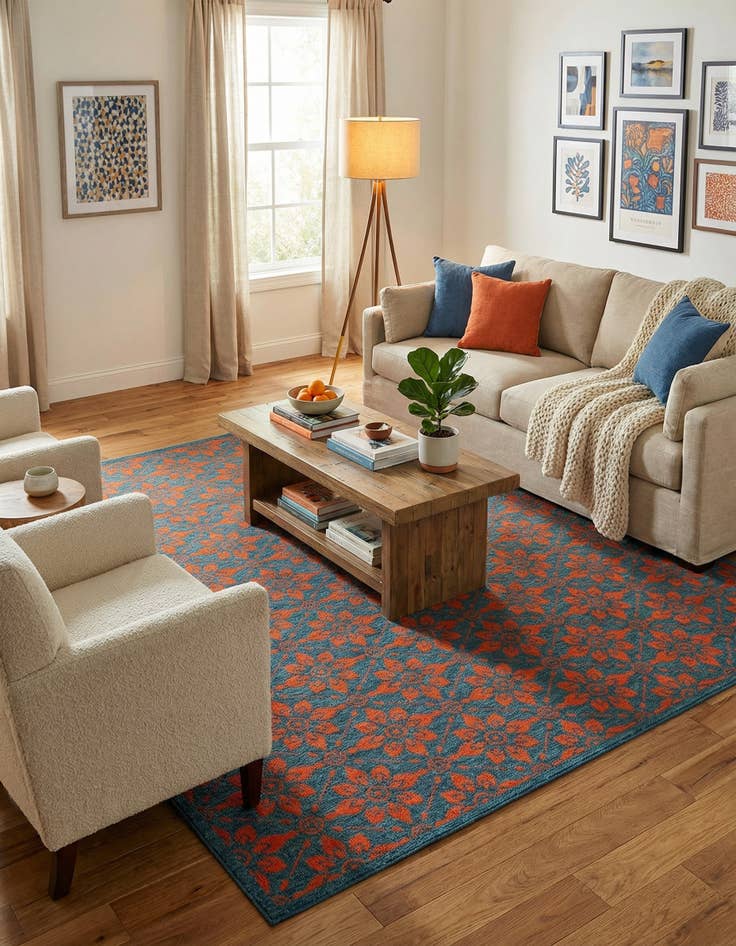 Detail image of 7' 10 x 7' 10  Washable Trellis Indoor / Outdoor Square Rug