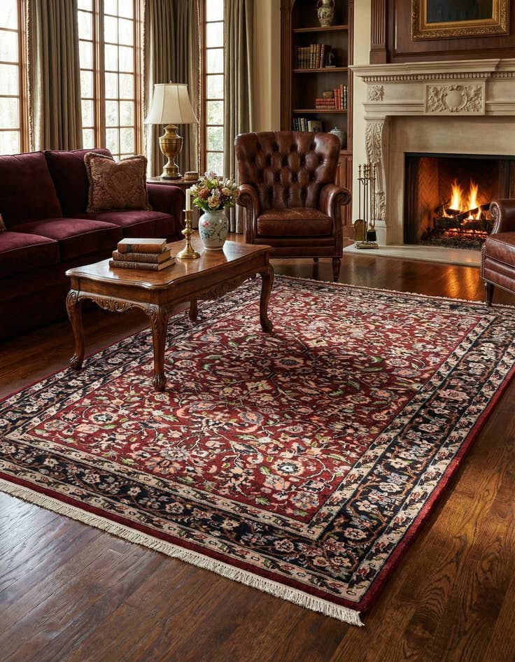 Detail image of  3' 2 x 5' 4  Hand Knotted Kashmir Oriental Wool Rug