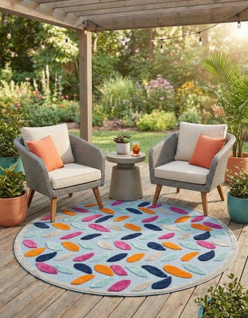 5' 3 x 5' 3 Easy-Clean Aruba Indoor / Outdoor Round Rug