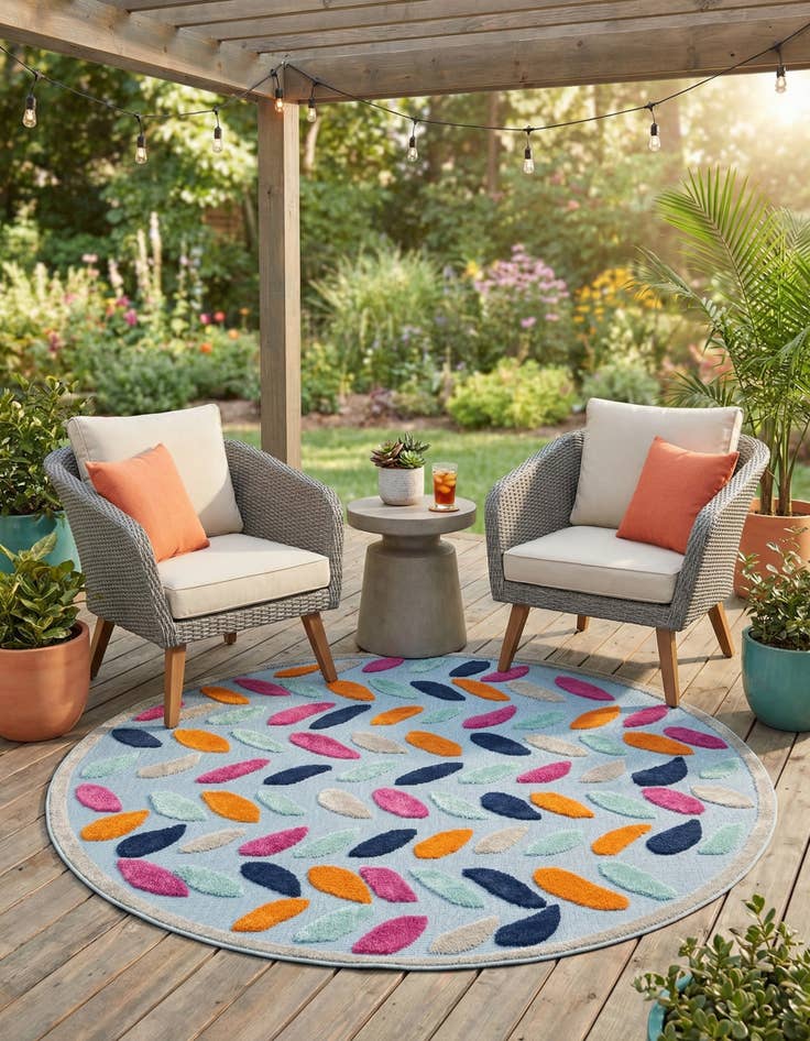 Detail image of 5' 3 x 5' 3  Washable Aruba Indoor / Outdoor Round Rug