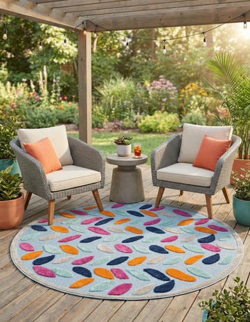 5' 3 x 5' 3 Easy-Clean Aruba Indoor / Outdoor Round Rug