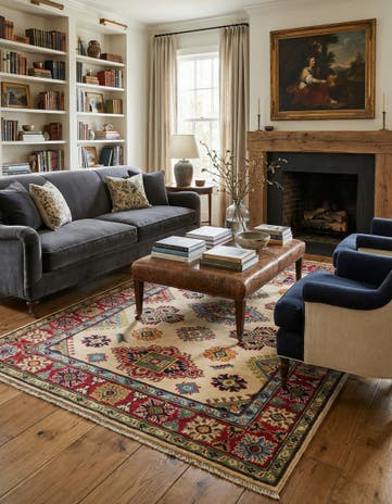 4' x 6' 1 Hand Knotted Kazak Rug