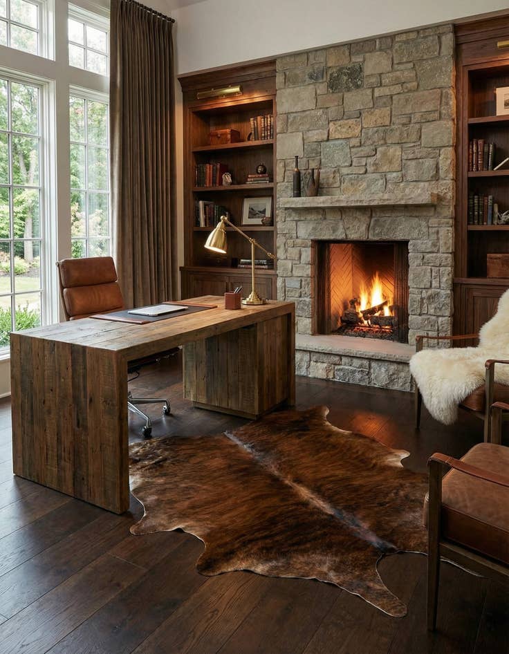 Detail image of 5' 8 x 6' 2 Cowhide Leather Square Rug