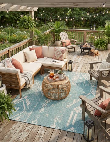 7' 10 x 10' Easy-Clean Bohemian Indoor / Outdoor Rug